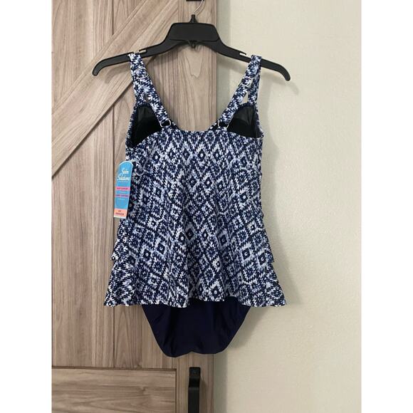NWT Swim Solutions triple tier fauxkini 1 piece swimsuit size 8 - Picture 10 of 10